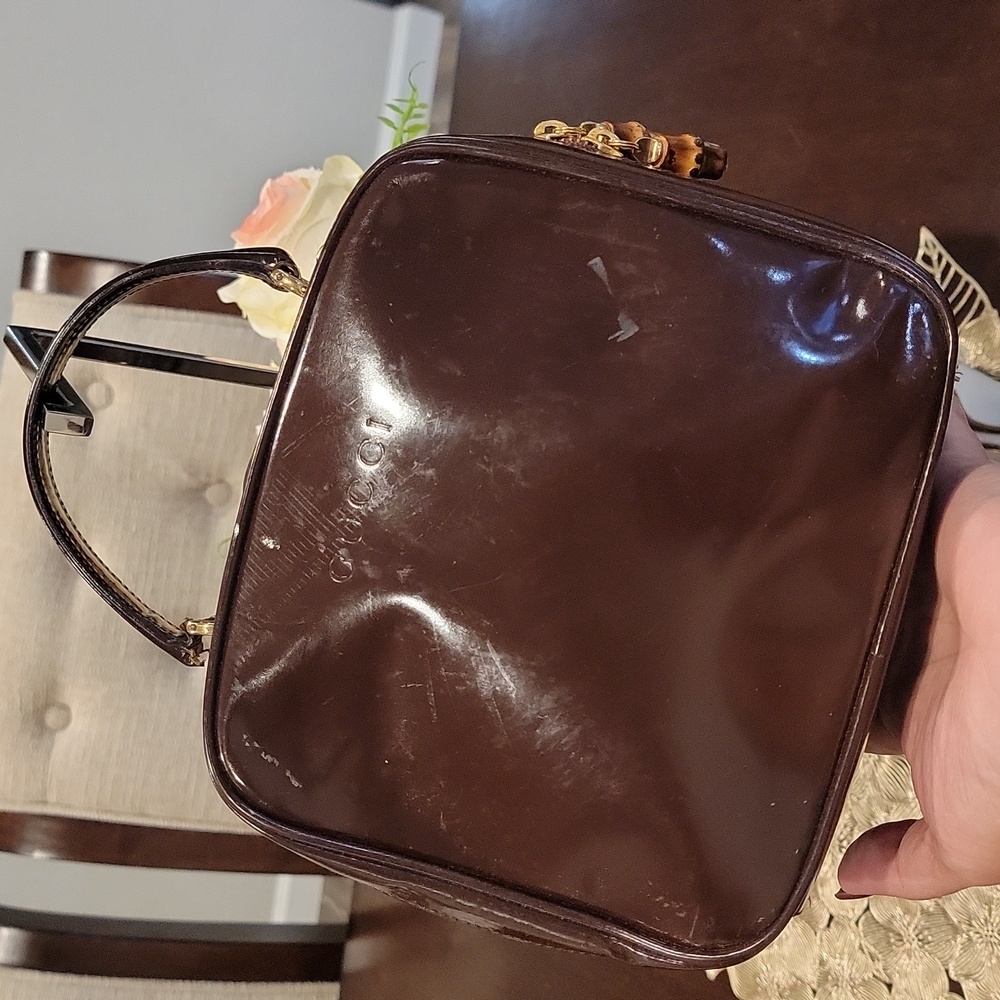 Gucci Brown Patent Leather Top-Handle Tote